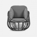 Кресло плетеное с подушками ReeHouse Lotus алюминий, искусственный ротанг, олефин черный металлик, серый Фото 5
