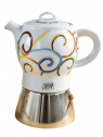 Кофеварка гейзерная Ancap Espressina Classic сталь, фарфор деколь Riccioli & Co. Фото 1