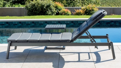 Лежак плетеный с матрасом Grattoni Atol алюминий, роуп, олефин антрацит, темно-серый, серый Фото 9
