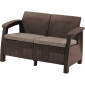 Диван пластиковый Keter Corfu Love Seat пластик с имитацией плетения коричневый Фото 1