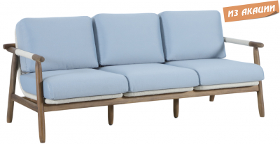 Диван деревянный трехместный Tagliamento Apoyo акация, роуп, олефин грецкий орех, голубой Фото 1