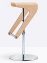 Табурет барный с регулировкой высоты PEDRALI Woody сталь, фанера хромированный, беленый дуб Фото 6