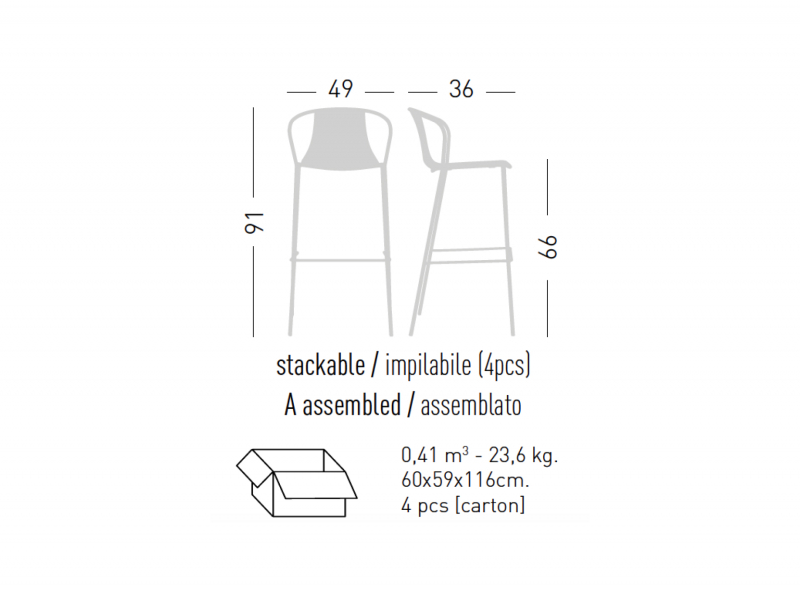 Стул пластиковый полубарный Kasia Stool 66