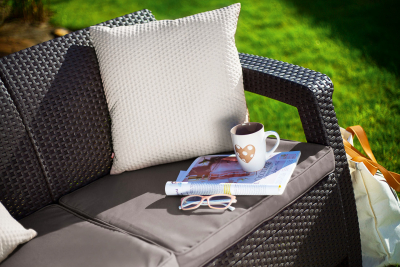 Комплект пластиковой мебели Afina Yalta 2set  AFM-1020A Brown пластик с имитацией плетения коричневый Фото 5