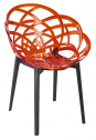 Кресло прозрачное PAPATYA Flora полипропилен, поликарбонат черный, красный Фото 1
