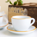 Кофейная пара для двойного капучино Ancap Verona Hand Painted Rims фарфор желтый, ободок на чашке/блюдце Фото 11