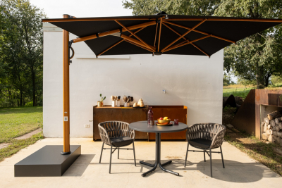 Зонт профессиональный 2.9х2.9 м Scolaro Astro Timber алюминий, акрил имитация ироко, черный Фото 9