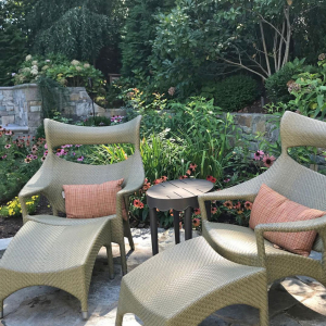 Подставка для ног плетеная JANUS et Cie Amari алюминий, искусственный ротанг бамбуковый зеленый Фото 15