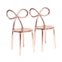 Комплект пластиковых стульев Qeeboo Ribbon Metal Finish Set 2 полипропилен розовое золото Фото 4