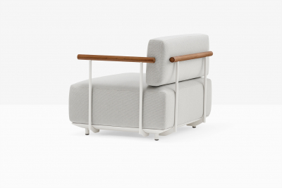 Модуль угловой с левым подлокотником PEDRALI Arki-Sofa сталь, алюминий, тик, ткань белый, серый Фото 4