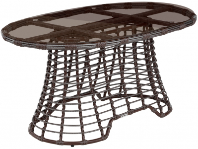 Стол плетеный обеденный ReeHouse Lotus алюминий, искусственный ротанг, стекло шоколад металлик, бронза Фото 1