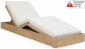Шезлонг-лежак деревянный с матрасом Tagliamento Pangea акация, текстилен, ткань светлый тик, бежевый Фото 1