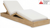 Шезлонг-лежак деревянный с матрасом Tagliamento Pangea акация, текстилен, ткань светлый тик, бежевый Фото 1