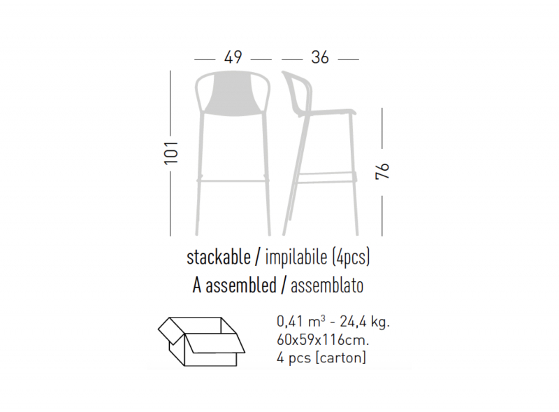 Стул пластиковый барный Kasia Stool 76