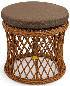 Пуф плетеный с подушкой ReeHouse Nova алюминий, искусственный ротанг, олефин американский орех, серый Фото 1