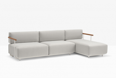 Модуль с левым подлокотником PEDRALI Arki-Sofa сталь, алюминий, тик, ткань белый, серый Фото 14