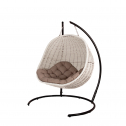 Кресло плетеное подвесное DW Cocoon Twin сталь, искусственный ротанг, полиэстер белый Фото 9