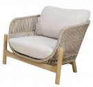 Кресло деревянное плетеное с подушками Tagliamento Talara акация, роуп, олефин бежевый, лен Фото 5