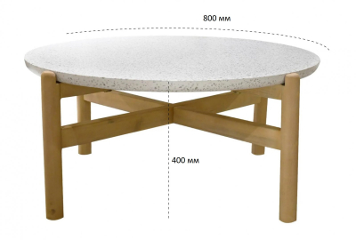 Столик каменный кофейный Tagliamento Talara акация, искусственный камень Terrazzo бежевый, белый Фото 2