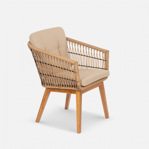 Комплект плетеной мебели ReeHouse Letto алюминий, ясень, искусственный ротанг, олефин американский орех, капучино, тик Фото 13