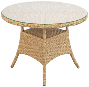 Стол плетеный обеденный ReeHouse Kipr алюминий, искусственный ротанг, стекло орех Фото 1