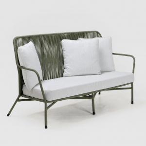 Диван плетеный с подушками RosaDesign Amalfi алюминий, роуп, олефин пустынный микс, белый Фото 5