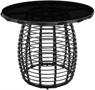 Стол плетеный обеденный ReeHouse Lotus алюминий, искусственный ротанг, стекло черный металлик, графит Фото 1