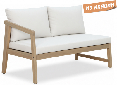 Модуль деревянный двухместный с подушками Tagliamento Nara акация, ткань песочный, бежевый Фото 1