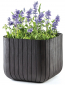 Кашпо пластиковое Keter Cube Planter M пластик с имитацией плетения антрацит Фото 4