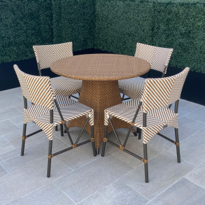 Стол плетеный обеденный JANUS et Cie Amari алюминий, искусственный ротанг палладиевый саржевый Фото 9