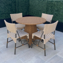 Стол плетеный обеденный JANUS et Cie Amari алюминий, искусственный ротанг карамельный Фото 6