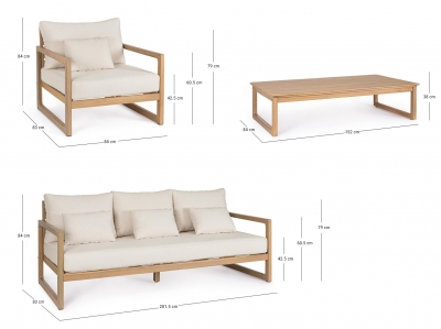 Комплект деревянной лаунж мебели Garden Relax Adrian акация, полиэстер тик Фото 2