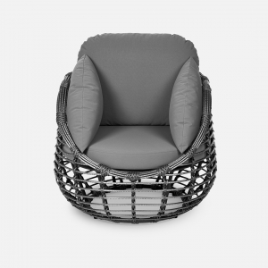 Комплект плетеной мебели ReeHouse Lotus алюминий, искусственный ротанг, олефин, стекло черный металлик, серый, графит Фото 15