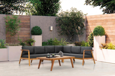Комплект деревянной плетеной мебели GARDENIUS Idea ироко, роуп, ткань Фото 5