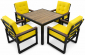 Комплект обеденной мебели ReeHouse Quadro алюминий, ясень, олефин черный, желтый, дуб мореный Фото 1