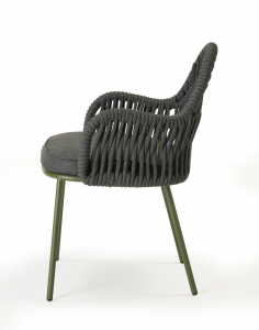 Кресло плетеное с подушкой Scab Design Malvasia Riviera сталь, роуп, акрил оливковый, графит Фото 10