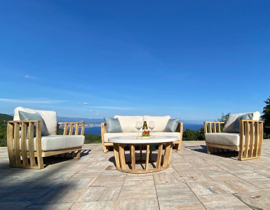 Столик каменный кофейный Tagliamento Woodland эвкалипт, искусственный камень Terazzo натуральный, белый Фото 22