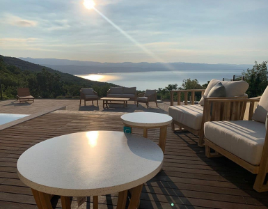 Столик каменный кофейный Tagliamento Woodland эвкалипт, искусственный камень Terazzo натуральный, белый Фото 37