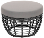 Пуф плетеный с подушкой ReeHouse Lotus алюминий, искусственный ротанг, олефин черный металлик, серый Фото 1