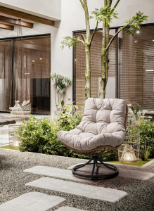 Кресло лаунж плетеное с подушкой Garden Relax Azores сталь, роуп, полиэстер антрацит, бежевый Фото 3