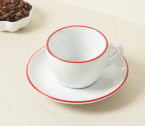 Кофейная пара для капучино Ancap Verona Hand Painted Rims фарфор красный, ободок на чашке/блюдце Фото 15