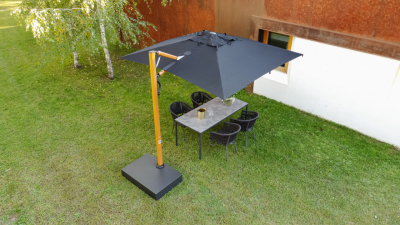 Зонт профессиональный 2.9х2.9 м Scolaro Astro Timber алюминий, акрил имитация ироко, черный Фото 12