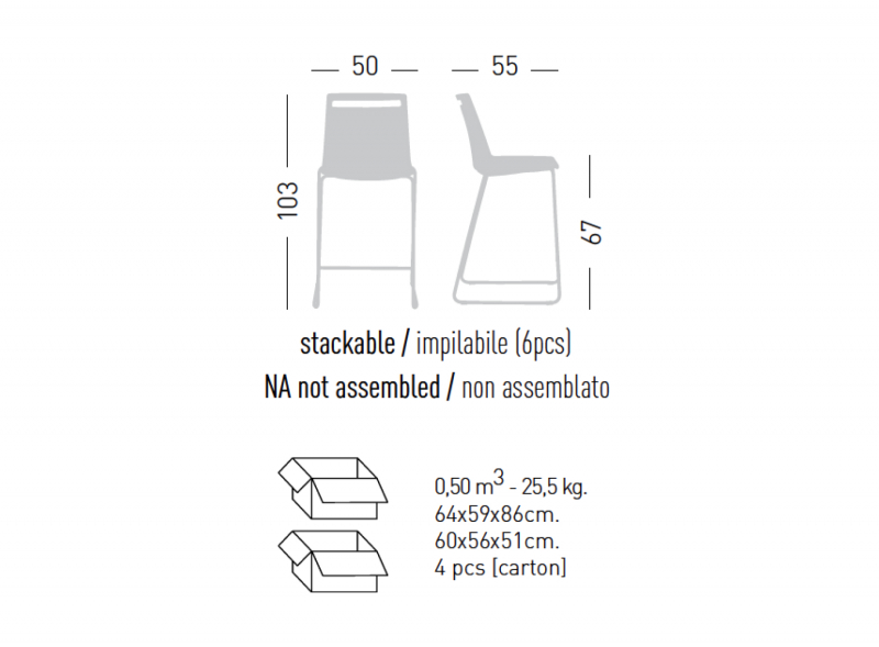 Стул пластиковый полубарный Akami ST 66