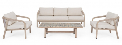 Комплект лаунж мебели Garden Relax Kalimera алюминий, роуп, олефин древесный Фото 3