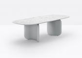 Стол обеденный PEDRALI Elinor сталь, кожа, компакт-ламинат HPL белый, белый мрамор Фото 7