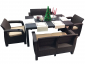 Диван пластиковый двухместный Yalta Sofa 2 Seat пластик с имитацией плетения венге Фото 4
