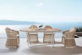 Комплект обеденной мебели Higold Shenzhou X алюминий, искусственный ротанг, тик, sunbrella, олефин Фото 4