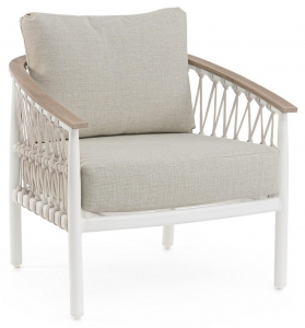 Кресло лаунж плетеное с подушками Garden Relax Fenix алюминий, роуп, олефин белый Фото 1