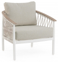 Кресло лаунж плетеное с подушками Garden Relax Fenix алюминий, роуп, олефин белый Фото 1
