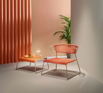 Кресло лаунж плетеное Scab Design Lisa Lounge Filo сталь, роуп тортора, оранжевый Фото 8